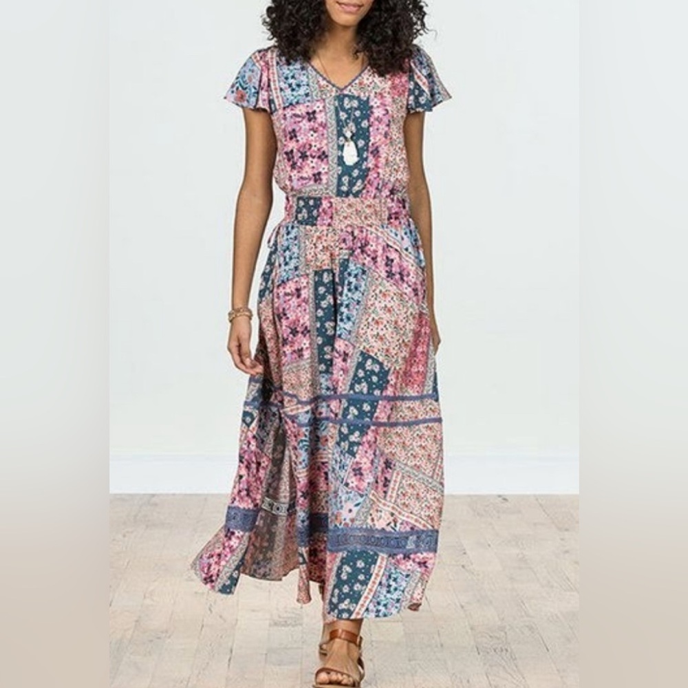 Matilda Jane Pink and Blue Patchwork Maxi Dress